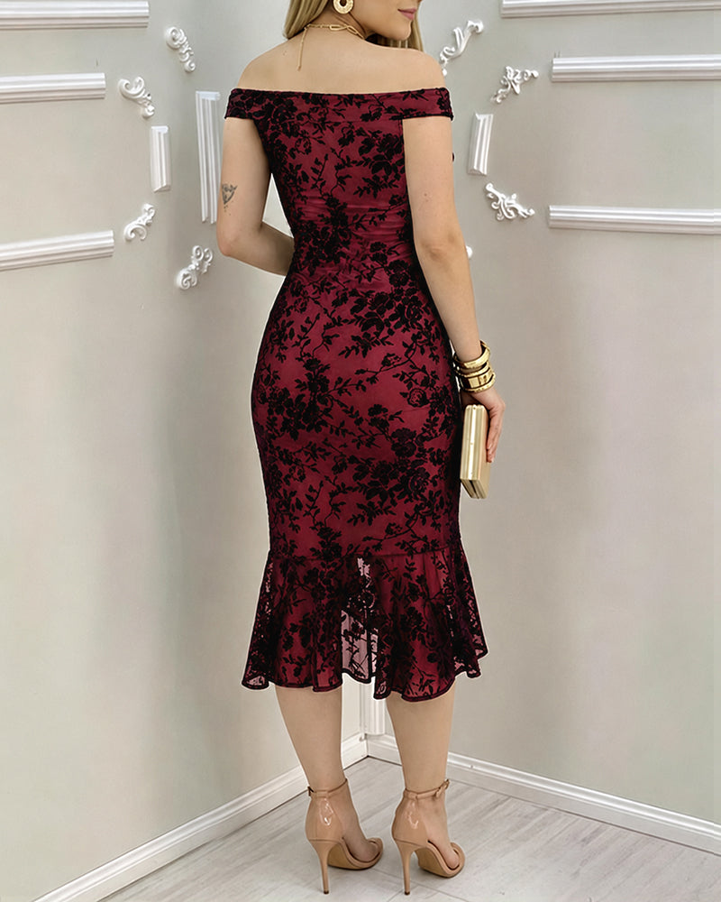 Floral Off-Shoulder Ruffle Dress